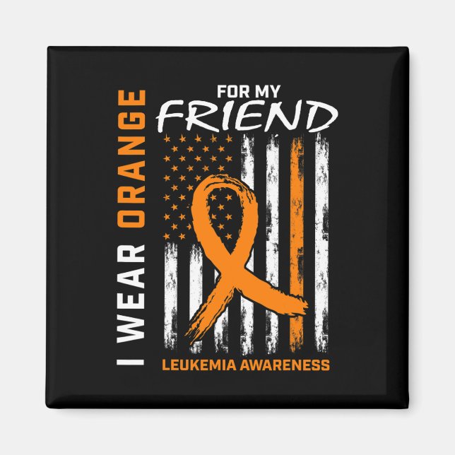 Imán Usa Naranja Para Mi Amigo Leukemia Awareness Ameri (Frente)