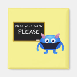 Imán Usa tu máscara, por favor, Monstruo con cartulina