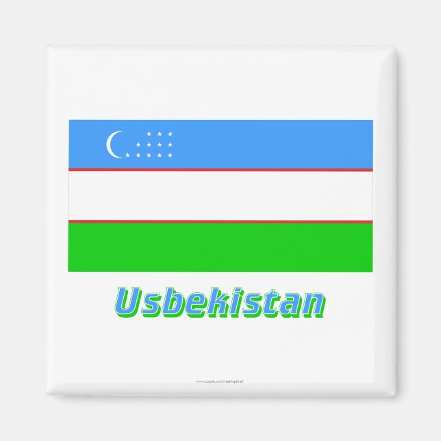 Imán Usbekistan Flagge mit Namen (Frente)