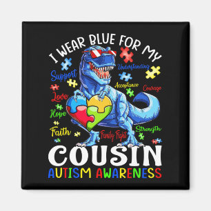 Imán Usé Azul Para Mi Primo Autismo Conciencia Dinosau