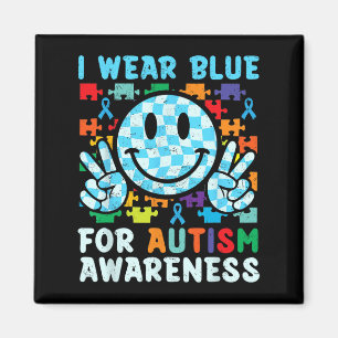 Imán Uso Azul Para La Conciencia Del Autismo Mes Sonreí