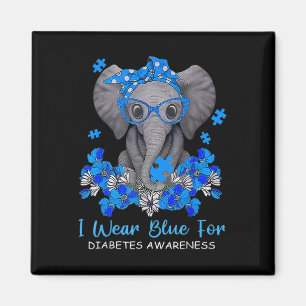 Imán Uso Azul Para La Diabetes Concienciación Elefante