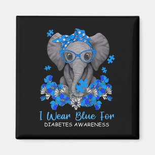 Imán Uso Azul Para La Diabetes Concienciación Elefante