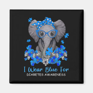 Imán Uso Azul Para La Diabetes Concienciación Elefante
