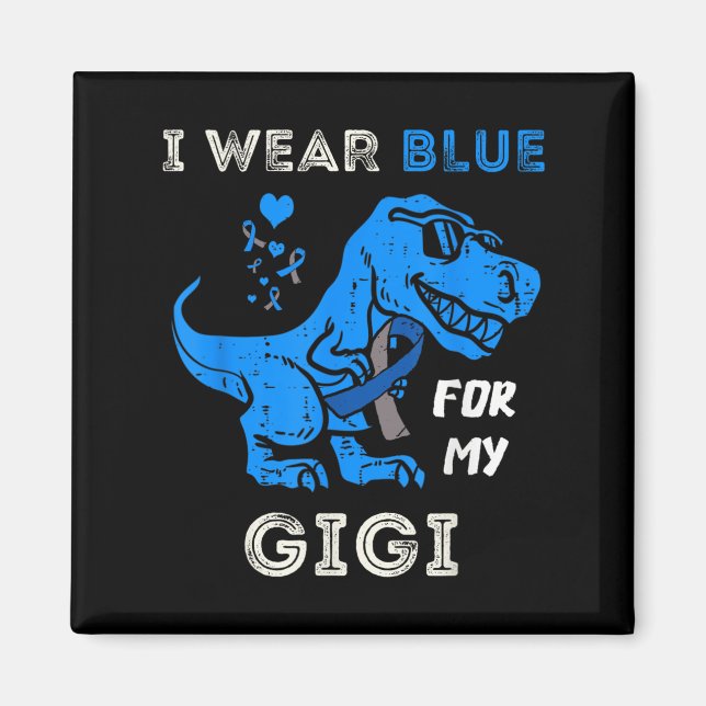 Imán Uso Azul Para Mi Gigi T Rex Dino Diabetes Awaren (Frente)