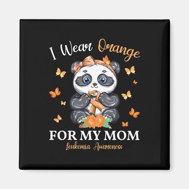 Imán Uso Naranja Para Mi Mamá Leukemia Awareness Panda (Frente)