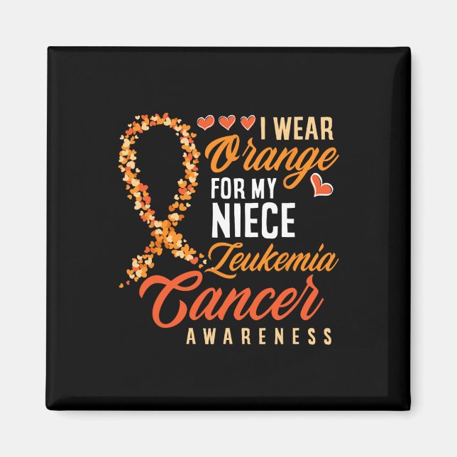Imán Uso Naranja Para Mi Niña Leucemia Cáncer Awarene (Frente)
