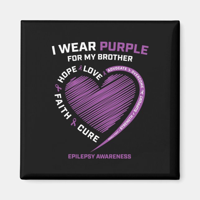 Imán Uso Púrpura Para Mi Hermano Epilepsy Awareness Ki (Frente)