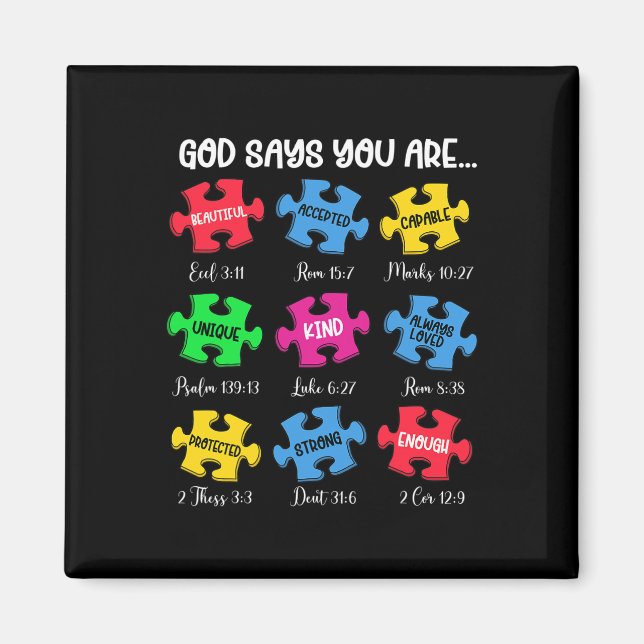Imán Usted es Autismo Conciencia Rompecabezas Biblia Ve (Frente)