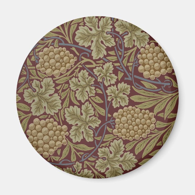 Imán Uva de Vid de William Morris Arte Rojo Verde (Frente)