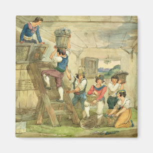 Imán Uva-recogedores que llevan las uvas a la prensa