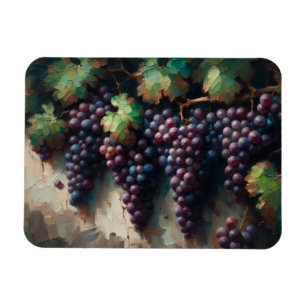 Imán Uvas moradas en la pintura de aceite de vino