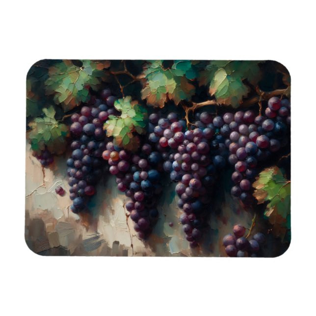 Imán Uvas moradas en la pintura de aceite de vino (Horizontal)