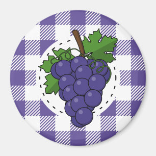 Imán Uvas sobre cuadros violeta blancos
