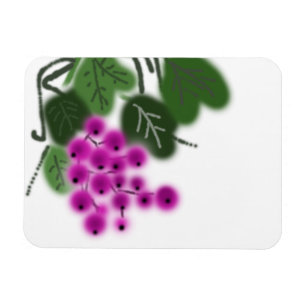 Imán uvas violetas y hojas verdes