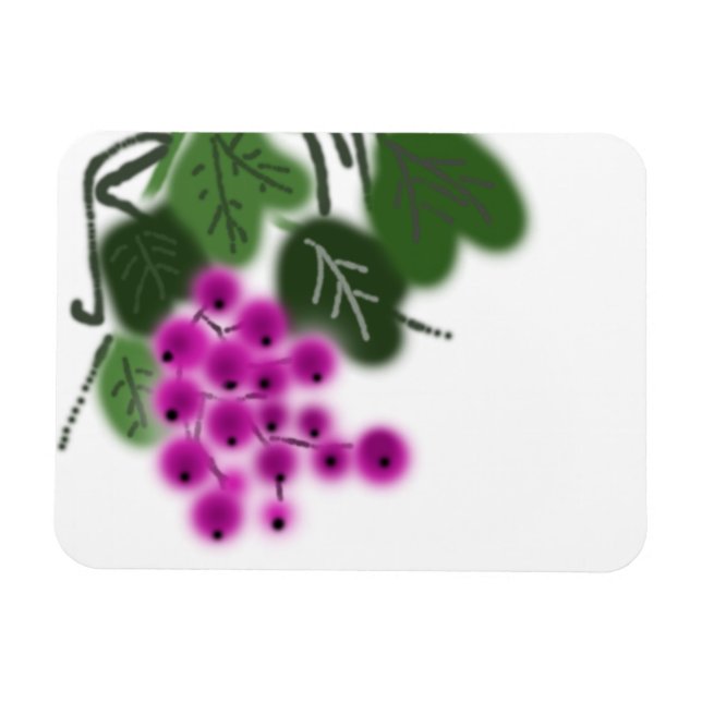 Imán uvas violetas y hojas verdes (Horizontal)