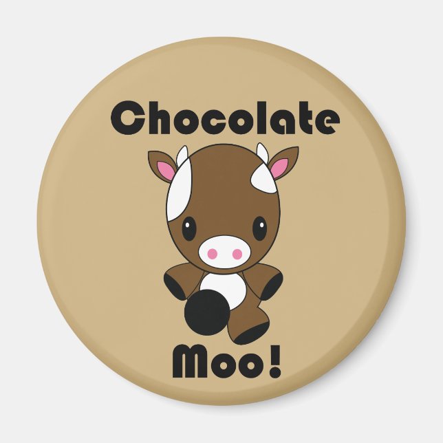 Imán Vaca de chocolate moo Kawaii (Frente)