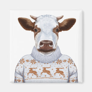 Imán Vaca del suéter del navidad