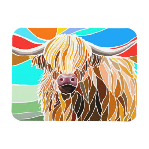 Imán Vaca montañesa divertida multicolor