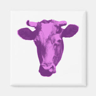 Imán Vaca Pop Art Rosa y Púrpura
