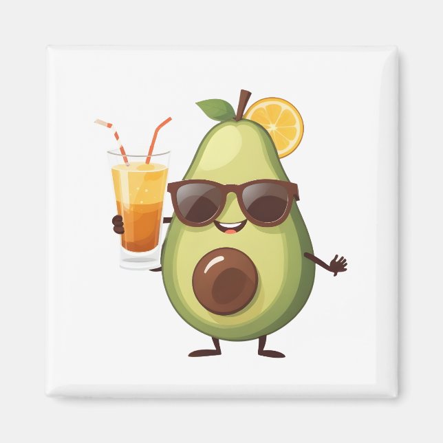 Imán Vacaciones alegres y divertidas de aguacate Fruta  (Frente)
