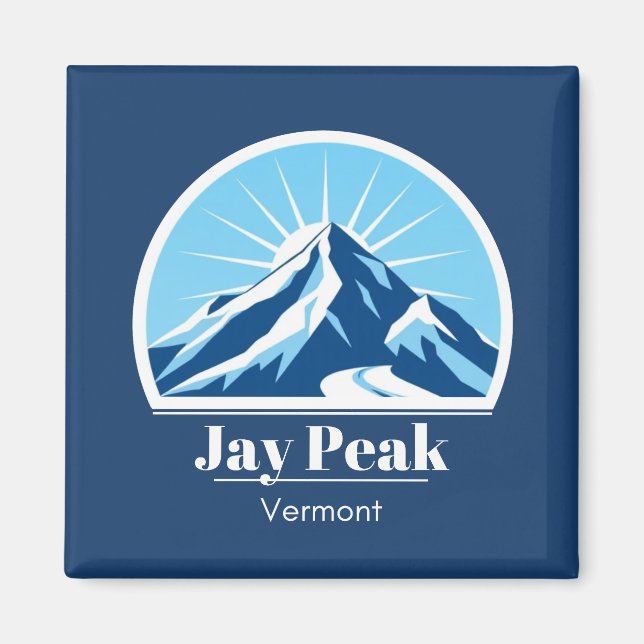 Imán vacaciones de esquí en Jay Peak Vermont azul (Frente)