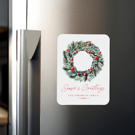 Imán Vacaciones de invierno de color de agua Holly Berr