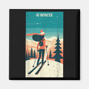 Imán Vacaciones de invierno esquí Navidad X-mas esquiad