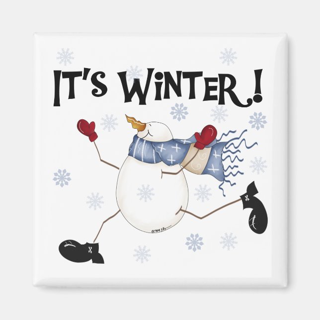Imán Vacaciones de invierno para los hombres de nieve (Frente)