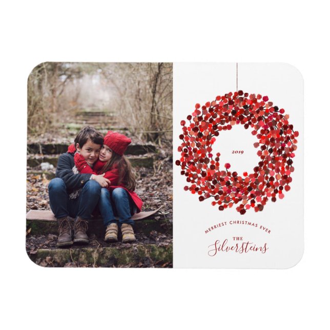 Imán Vacaciones de los Navidades de Wreath Berries de c (Horizontal)