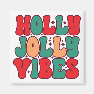 Imán Vacaciones de los Navidades Holly Jolly Vibes Retr