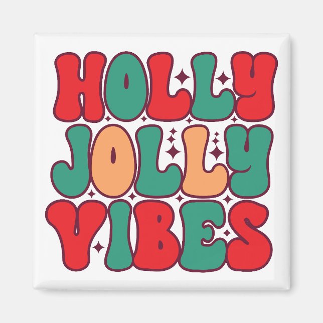 Imán Vacaciones de los Navidades Holly Jolly Vibes Retr (Frente)