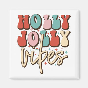 Imán Vacaciones de los Navidades Holly Jolly Vibes Retr