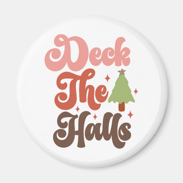 Imán Vacaciones de Navidades Deck the Halls Retro Groov (Frente)