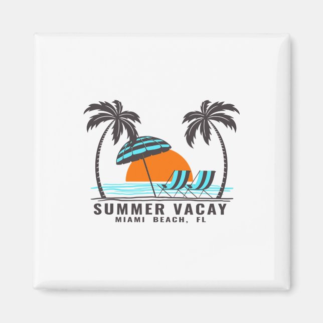 Imán Vacaciones de verano Miami Beach Florida EE. UU. P (Frente)
