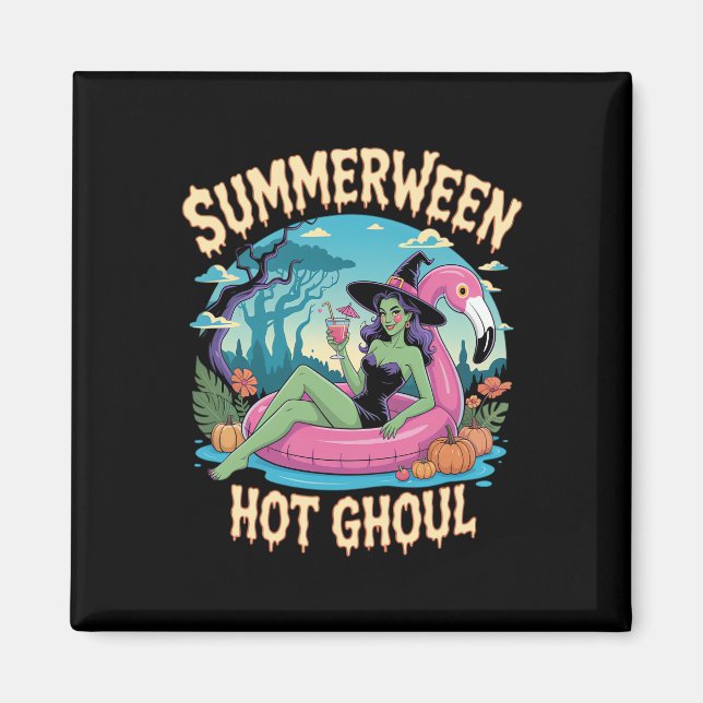 Imán Vacaciones de Vibraciones de Bruja en Summerween (Frente)