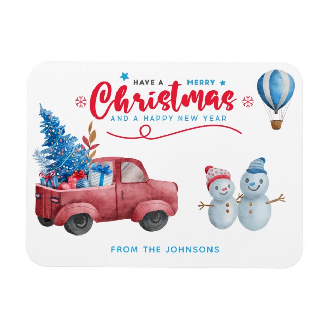 Imán Vacaciones en la escena de los Navidades de Camión (Horizontal)