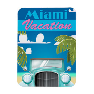 Imán vacaciones en Miami Beach USA cartel vintage de vi