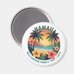 Imán Vacaciones familiares personalizadas retro Hawai t