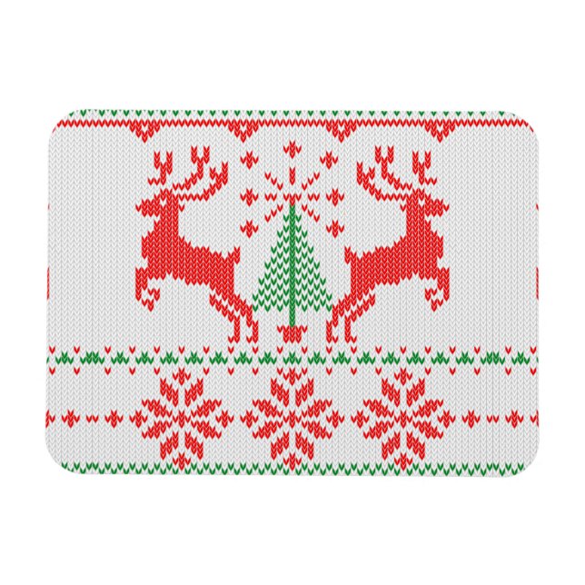 Imán Vacaciones Knit Blanco Ugly Sweater Ho Deer (Horizontal)