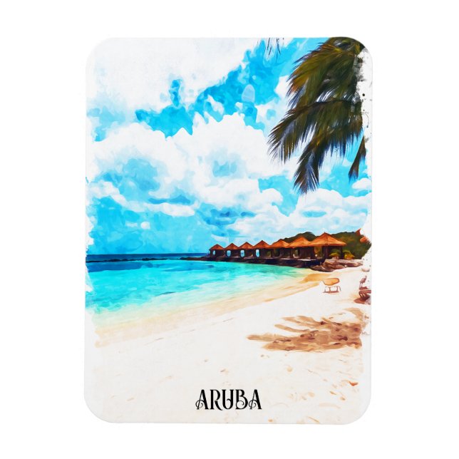 Imán Vacaciones mínimas en la isla caribeña de Aruba (Vertical)