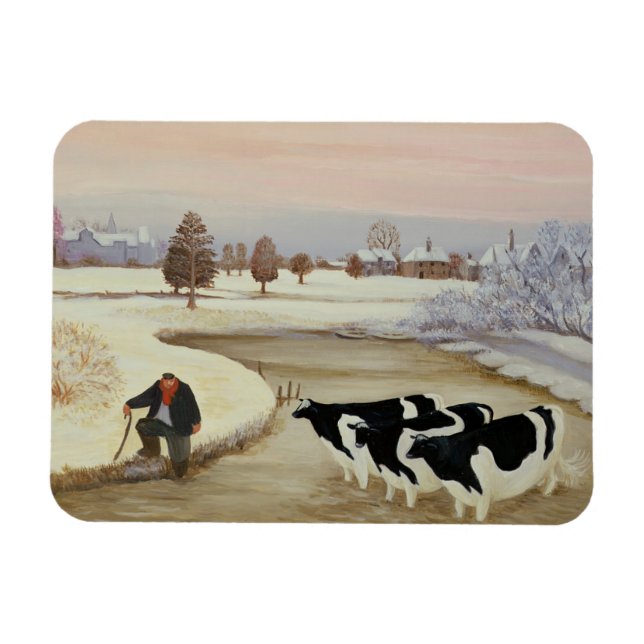 Imán Vacas en un río de invierno (Horizontal)