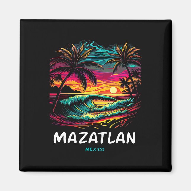 Imán Vacation Souvenir Palm Tree Mazatlan  (Frente)