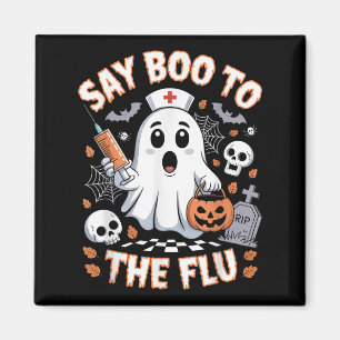 Imán Vacuna De Halloween De Fantasma Retro Para Enferme