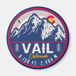 Imán Vail Colorado Mountain Retro Sunset Souvenirs