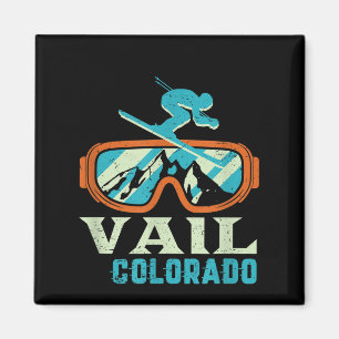 Imán Vail Colorado Mountain Vintage Retro Esquí Y Sn