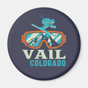 Imán Vail Colorado Retro Skiing Snowboard