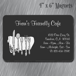 Imán Vajilla Restaurante Negro Blanco Personalizado 4"