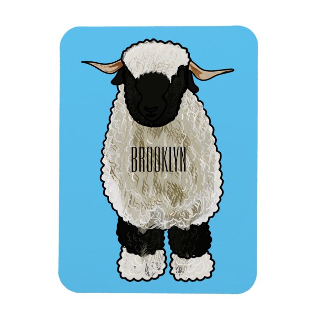 Imán Valais Blacknose ilustracion personalizado ovino (Vertical)