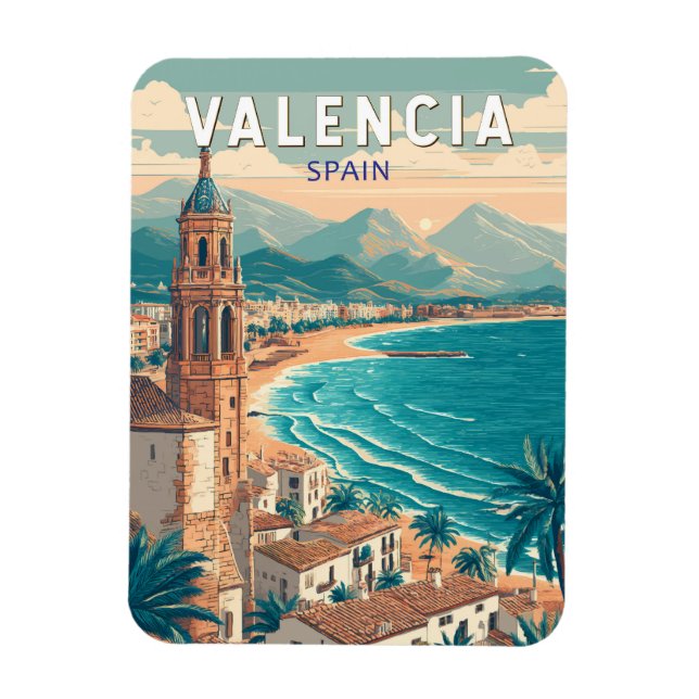 Imán Valencia España Ilustracion Viaje de arte (Vertical)